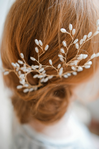 3 x Braut Haarnadeln in Gold mit weißen Perlen