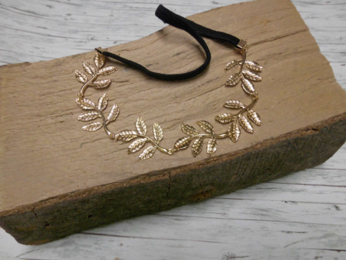 Brautschmuck - Haarband aus goldenen Blättern - Liebesblätter: One Size
