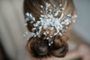 Braut Haarkamm - Floraler Zierperlen Haarkamm Silber
